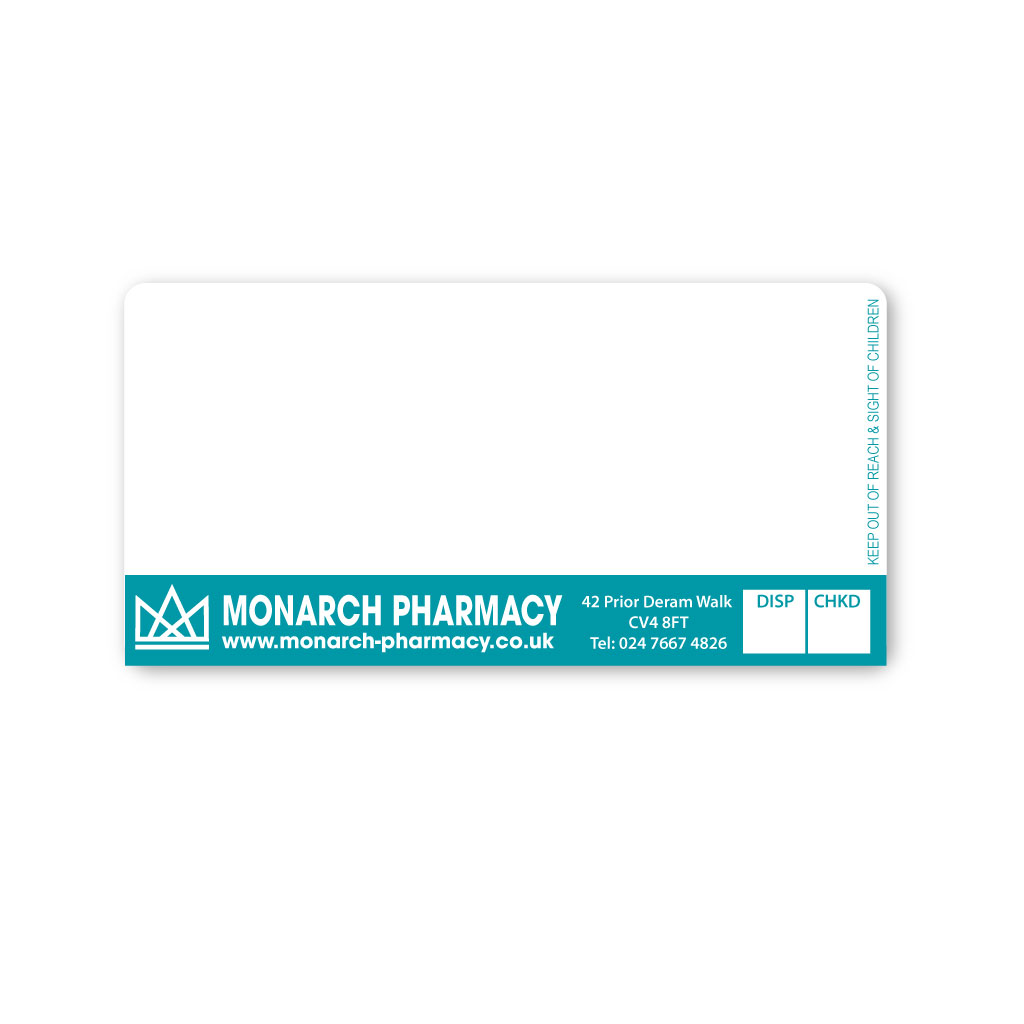 Monarch Deram Walk Pharmacy Labels | EMT Healthcare